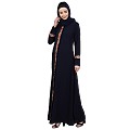 Elegant front open abaya with embroidery work- Navy Blue